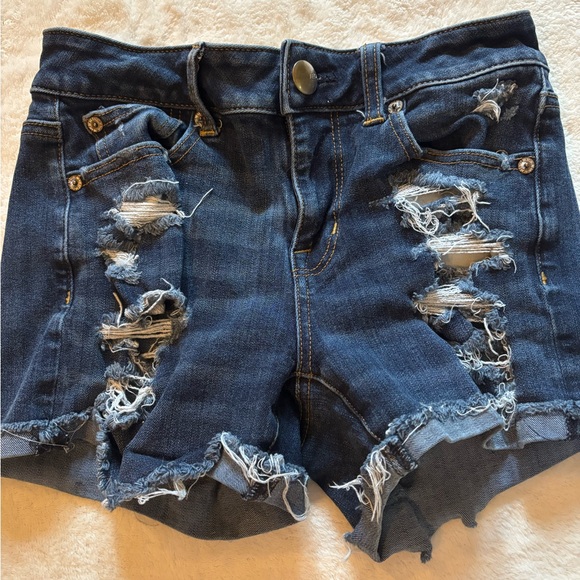 American Eagle Outfitters Pants - American Eagle Outfitters Dark Blue Distressed Jean Shorts